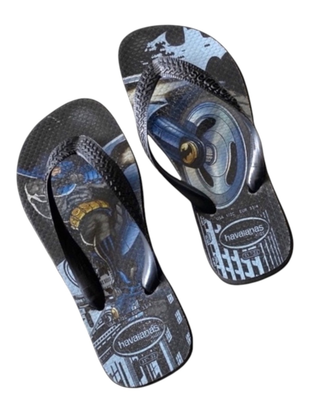 Top Havaianas ☻ Batman Print Flip Flops ☻ Brazilian Beach Sandals ☻ Black 1 2